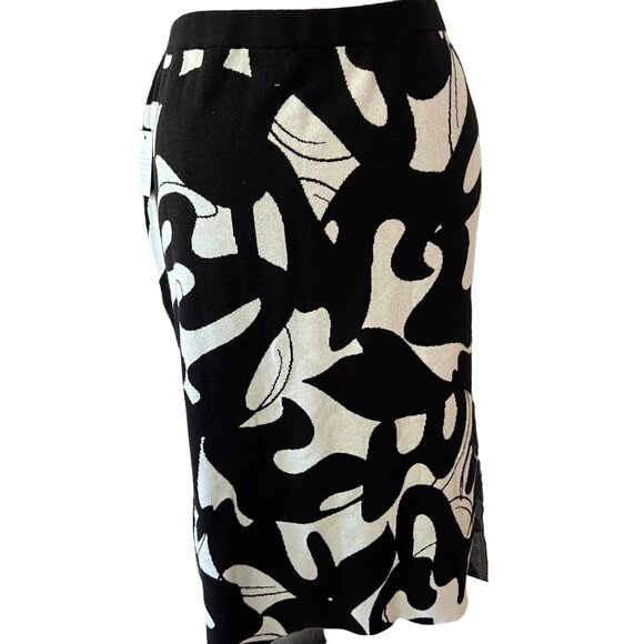 Eloquii Size 22/24 NEW Abstract Black & Gray Knit Intarsia Column Sweater Skirt - Picture 8 of 16